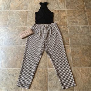 Black Yellow and White Checkered Pants